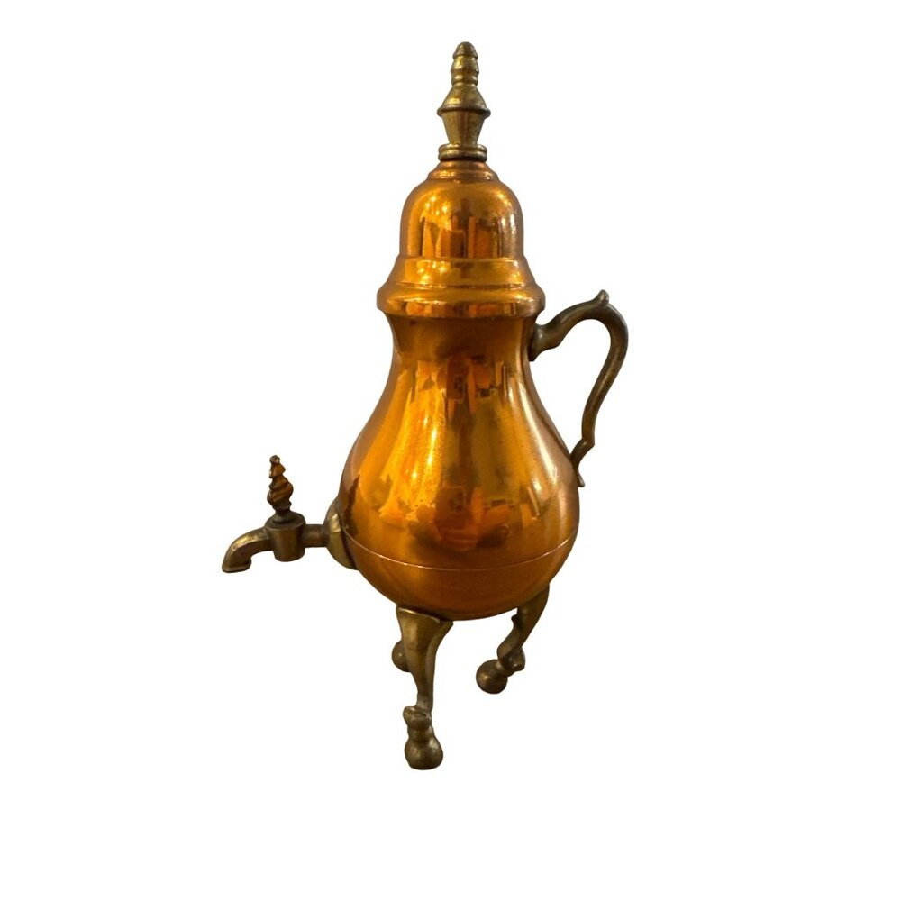 Vintage Copper & Brass Samovar Coffee Pot Made In Holland Ornate Antique Design